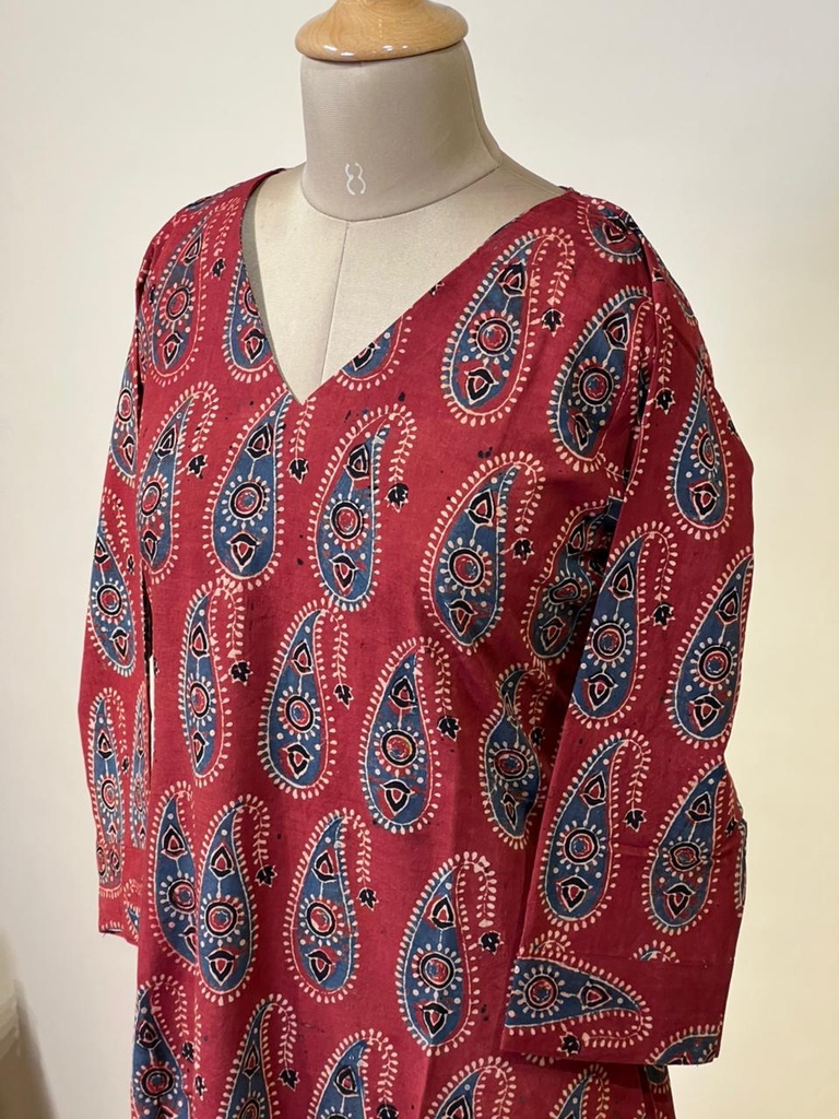 Ajrakh Aline Cotton Kurti 5028