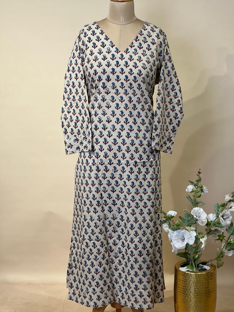 Ajrakh Aline Cotton Kurti 5028