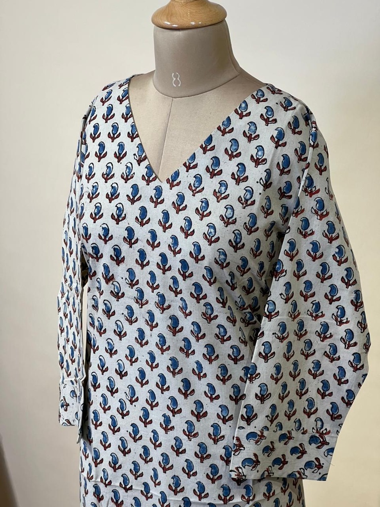 Ajrakh Aline Cotton Kurti 5028