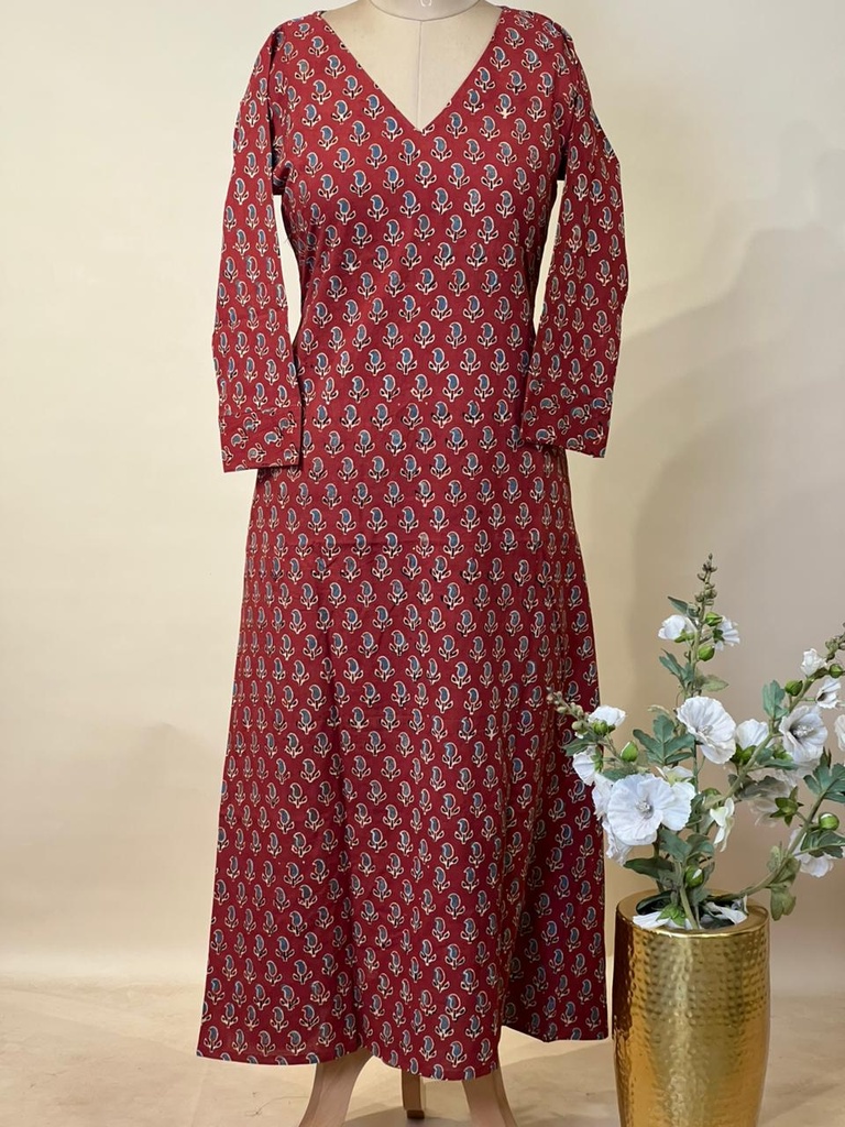 Ajrakh Aline Cotton Kurti 5028