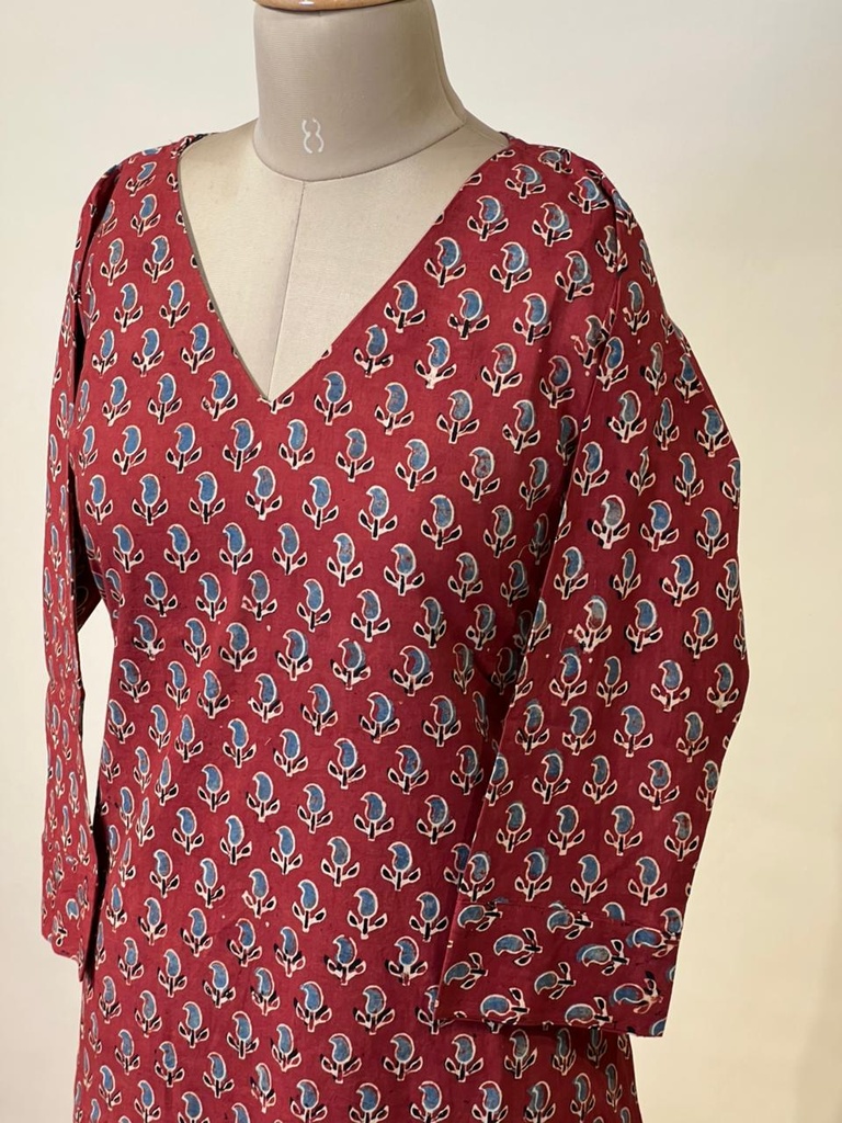 Ajrakh Aline Cotton Kurti 5028
