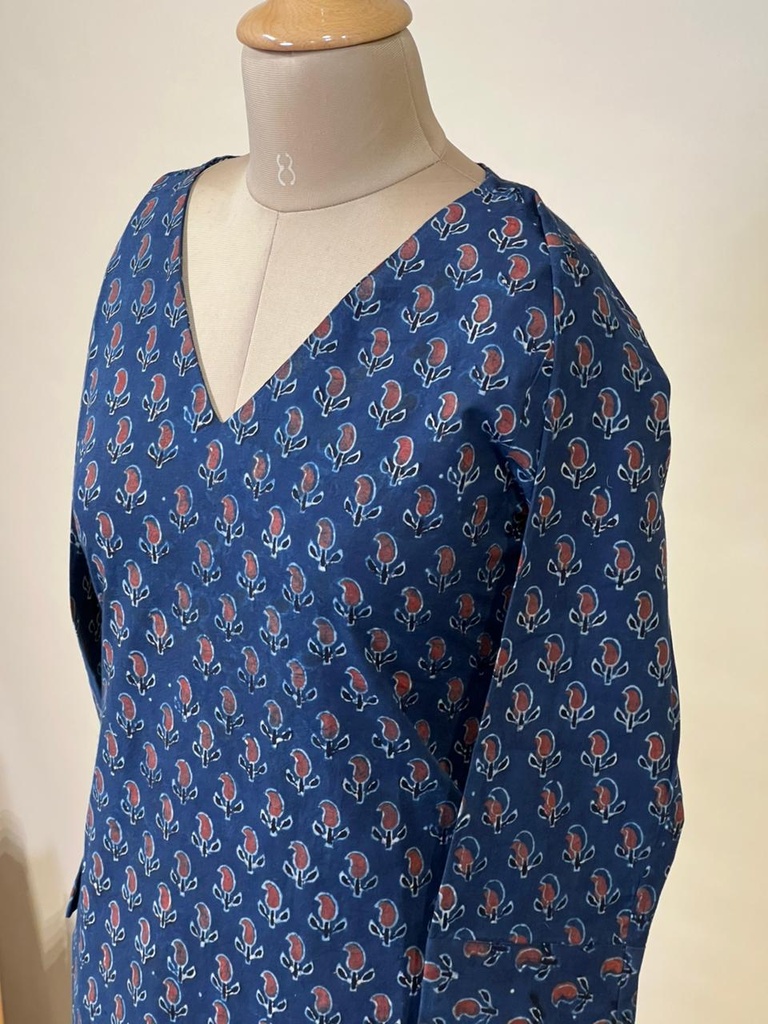 Ajrakh Aline Cotton Kurti 5028