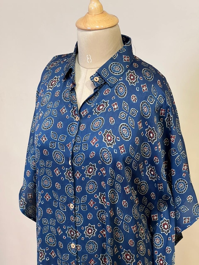 Ajrakh Modal Shirt Kaftans 5015 BLUE 2