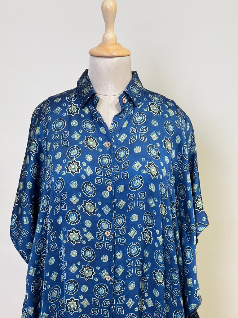 Ajrakh Modal Shirt Kaftans 5015 BLUE 3