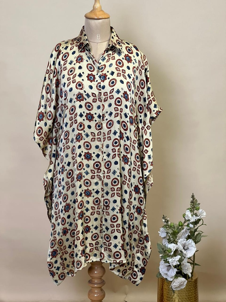 Ajrakh Modal Shirt Kaftans 5015 IVORY 2