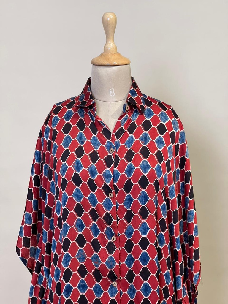 Ajrakh Modal Shirt Kaftans 5015 RED