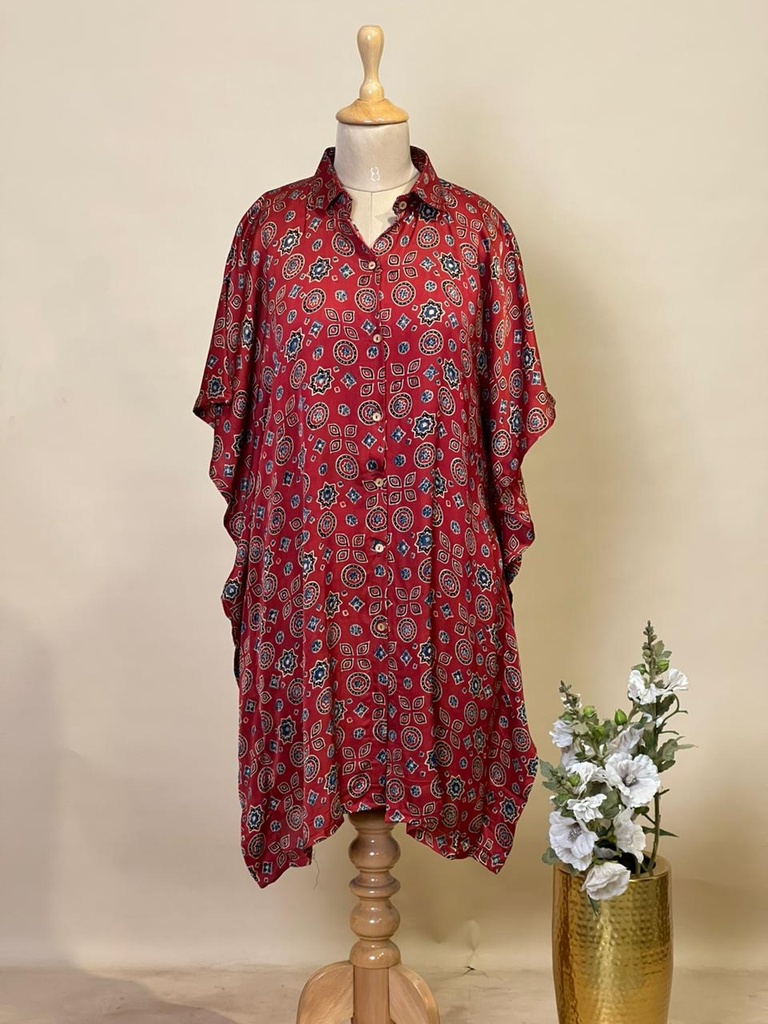 Ajrakh Modal Shirt Kaftans 5015 RED 2