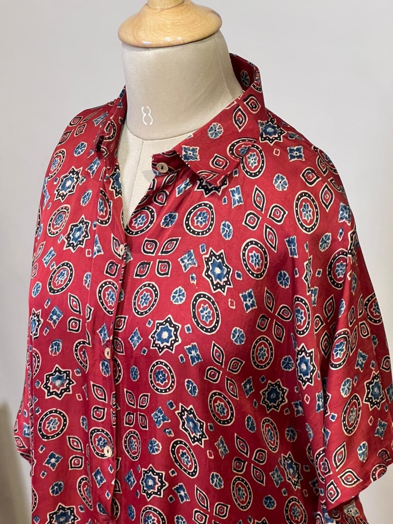 Ajrakh Modal Shirt Kaftans 5015 RED 2