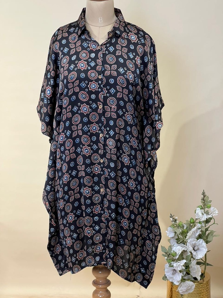 Ajrakh Modal Shirt Kaftans 5015 BLACK