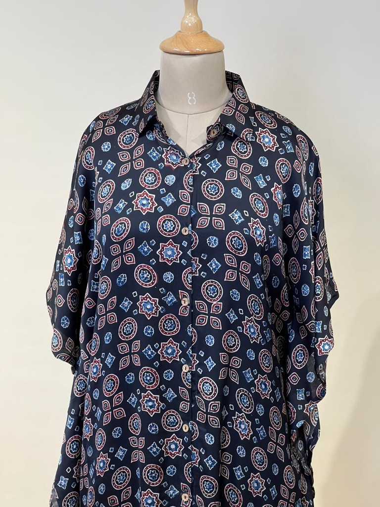 Ajrakh Modal Shirt Kaftans 5015 BLACK