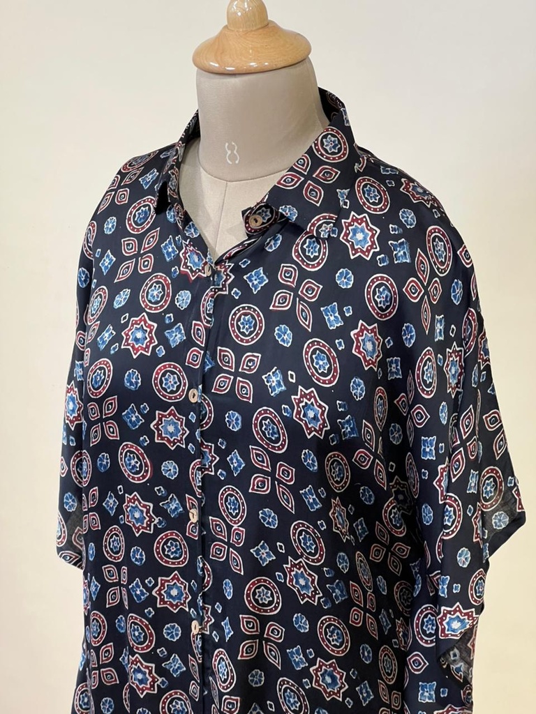 Ajrakh Modal Shirt Kaftans 5015 BLACK