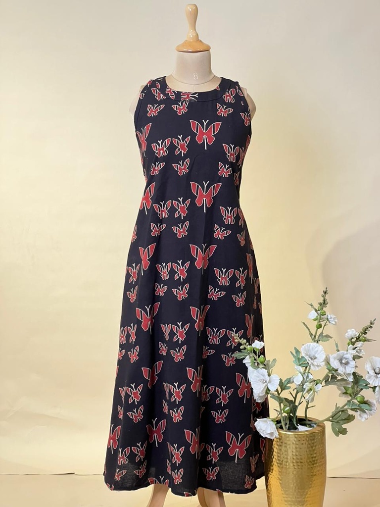 Ajrakh Cotton Kurti 5054 BLACK