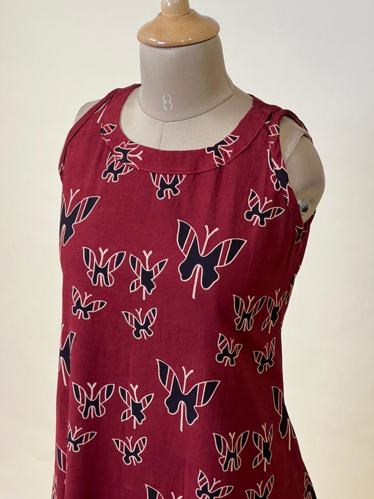 Ajrakh Cotton Kurti 5054 Maroon