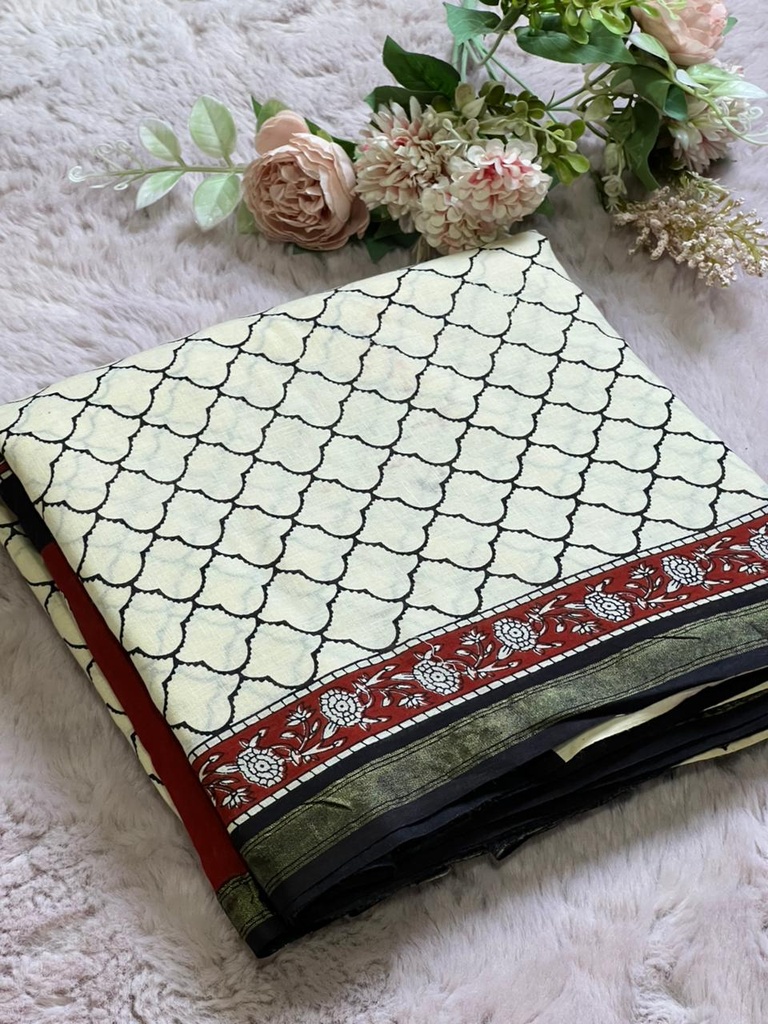 Zari border Cotton Sarees 5013