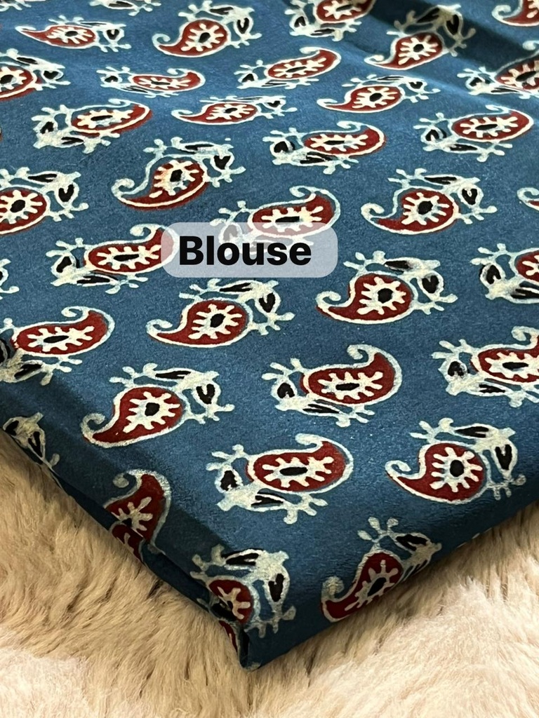 Ajrakh Chinon Sarees 5033 BLUE