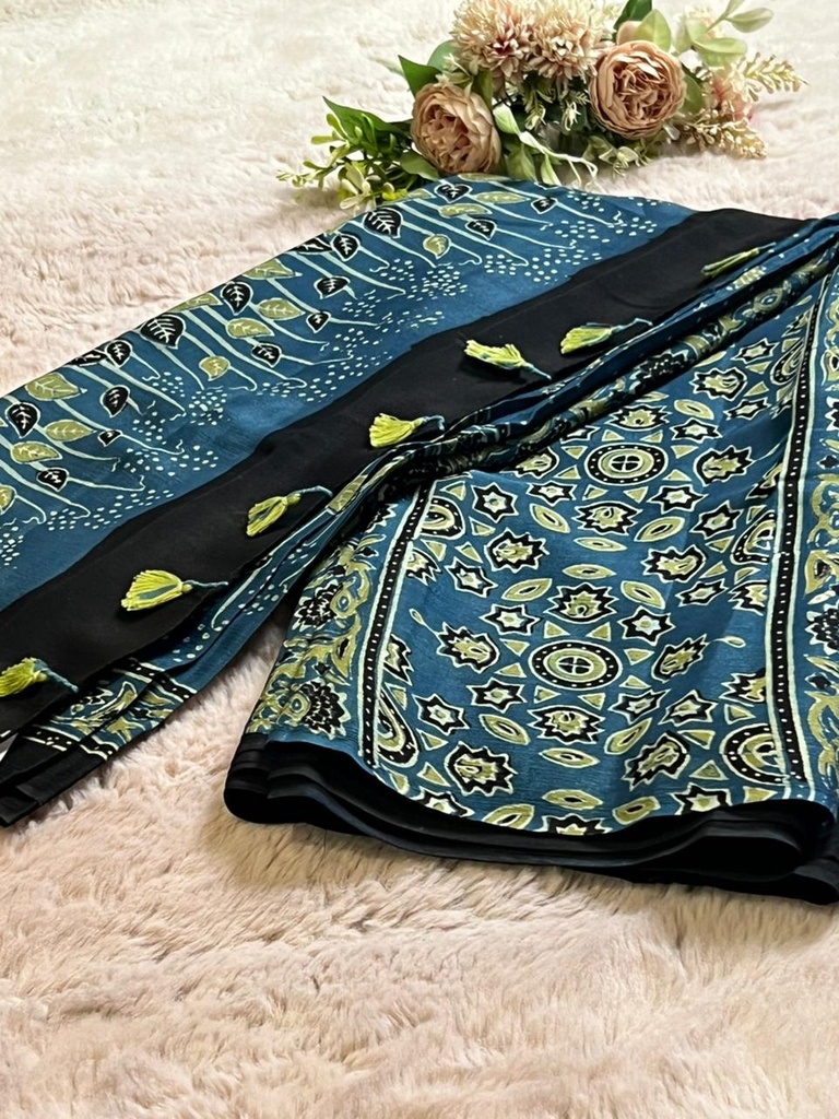 Ajrakh Chinon Sarees 5033