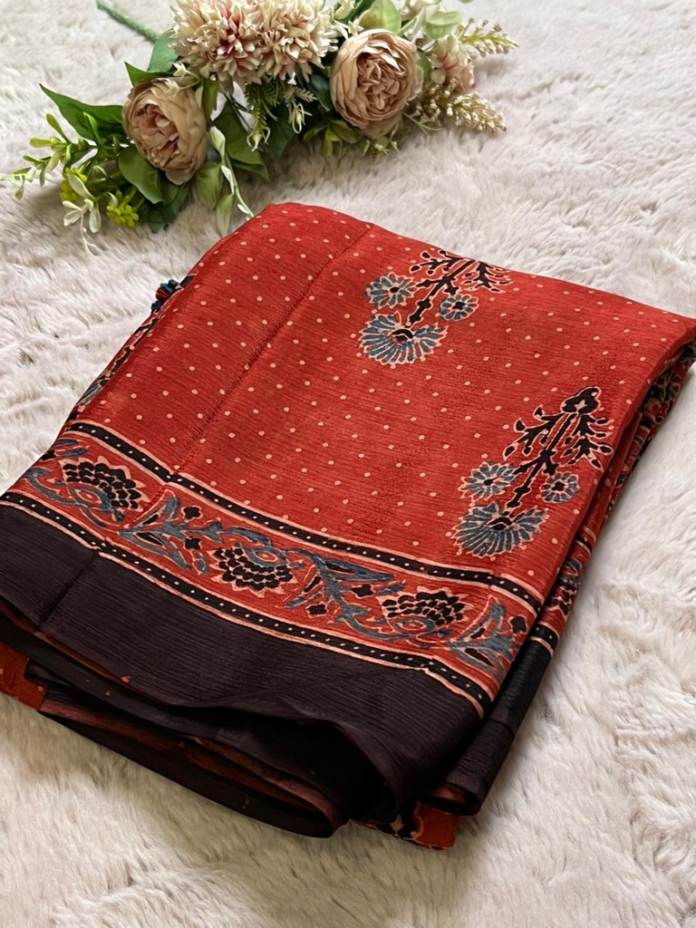 Ajrakh Chinon Sarees 5033
