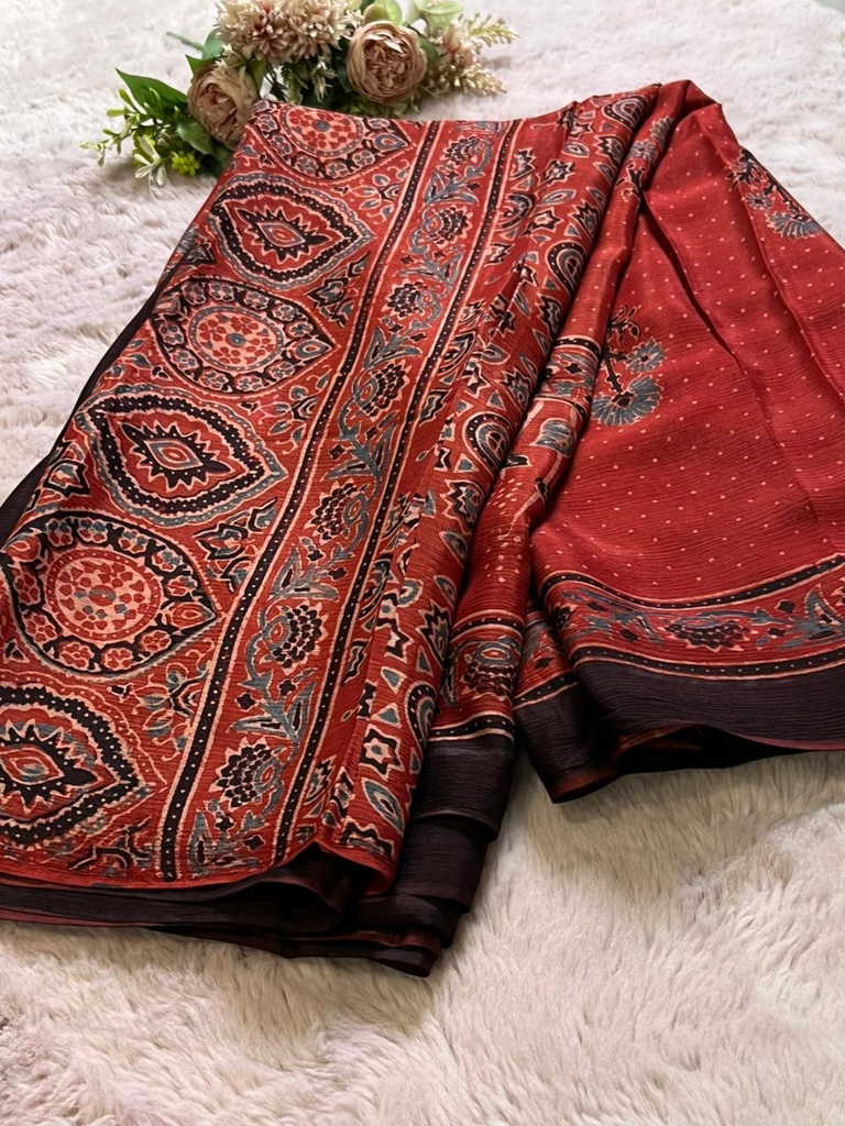 Ajrakh Chinon Sarees 5033