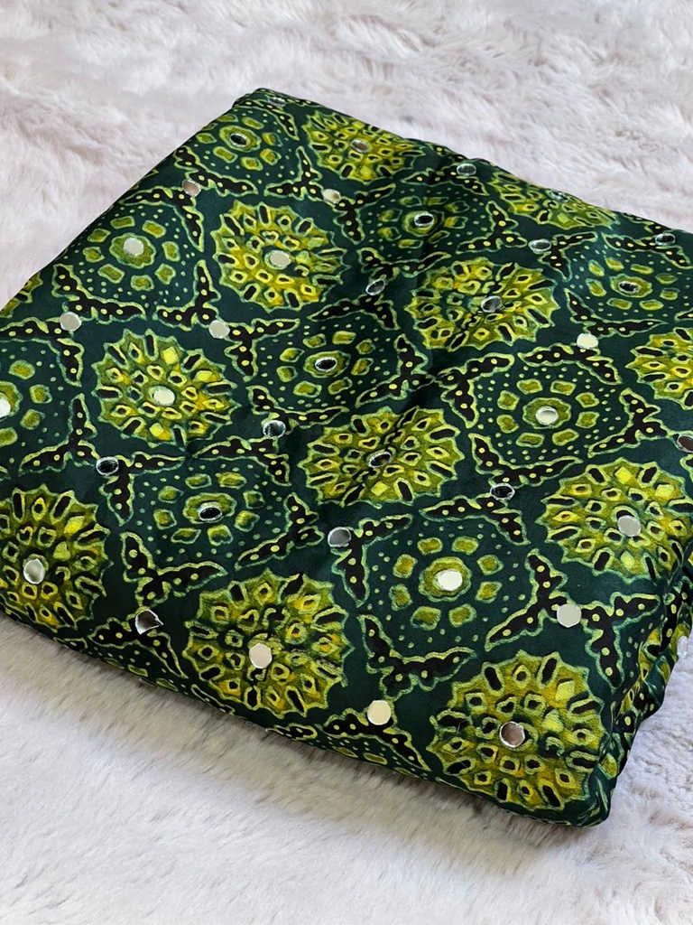 Ajrakh Silk Mirror Sarees 5036 GREEN Z
