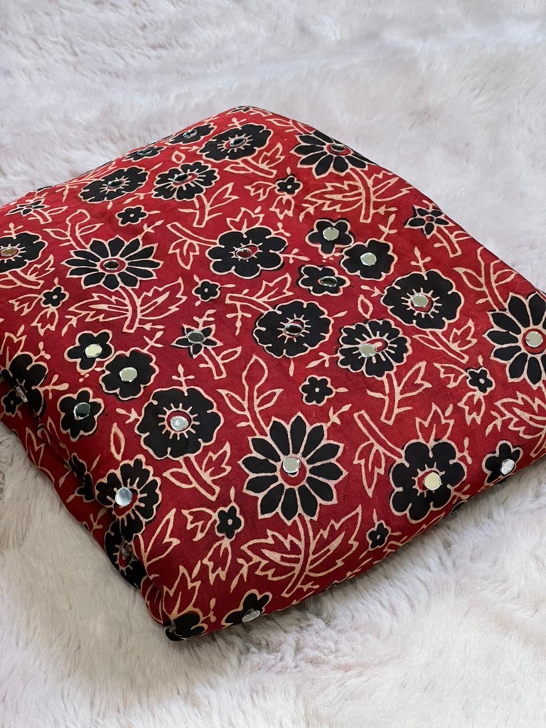 Ajrakh Silk Mirror Sarees 5036 RED Z
