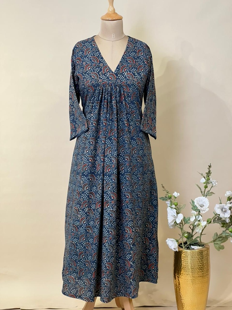 Ajrakh Cotton Aline Kurti 5028