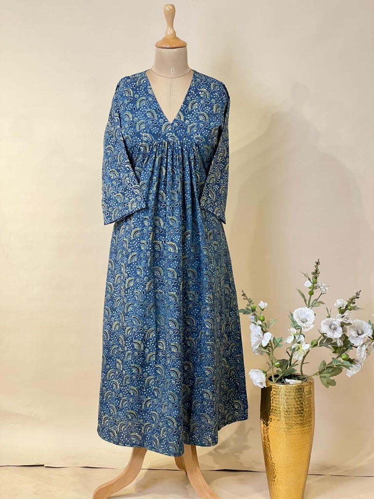 Ajrakh Cotton Aline Kurti 5028
