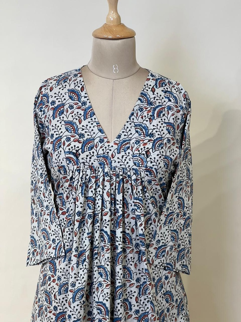 Ajrakh Cotton Aline Kurti 5028