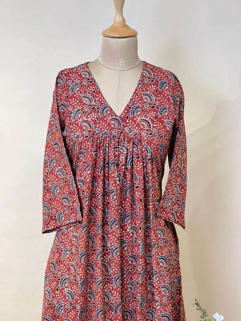 Ajrakh Cotton Aline Kurti 5028