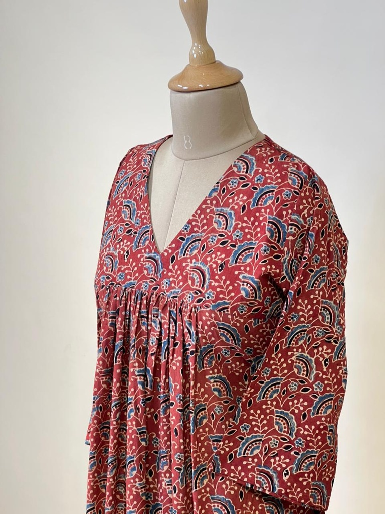 Ajrakh Cotton Aline Kurti 5028