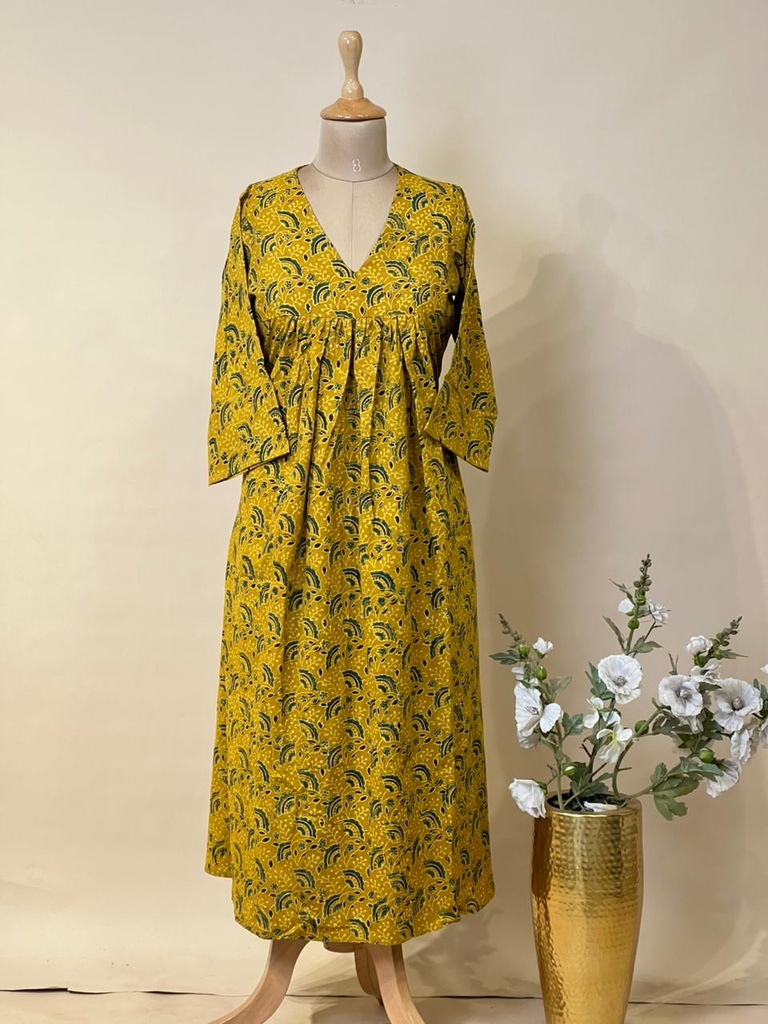 Ajrakh Cotton Aline Kurti 5028