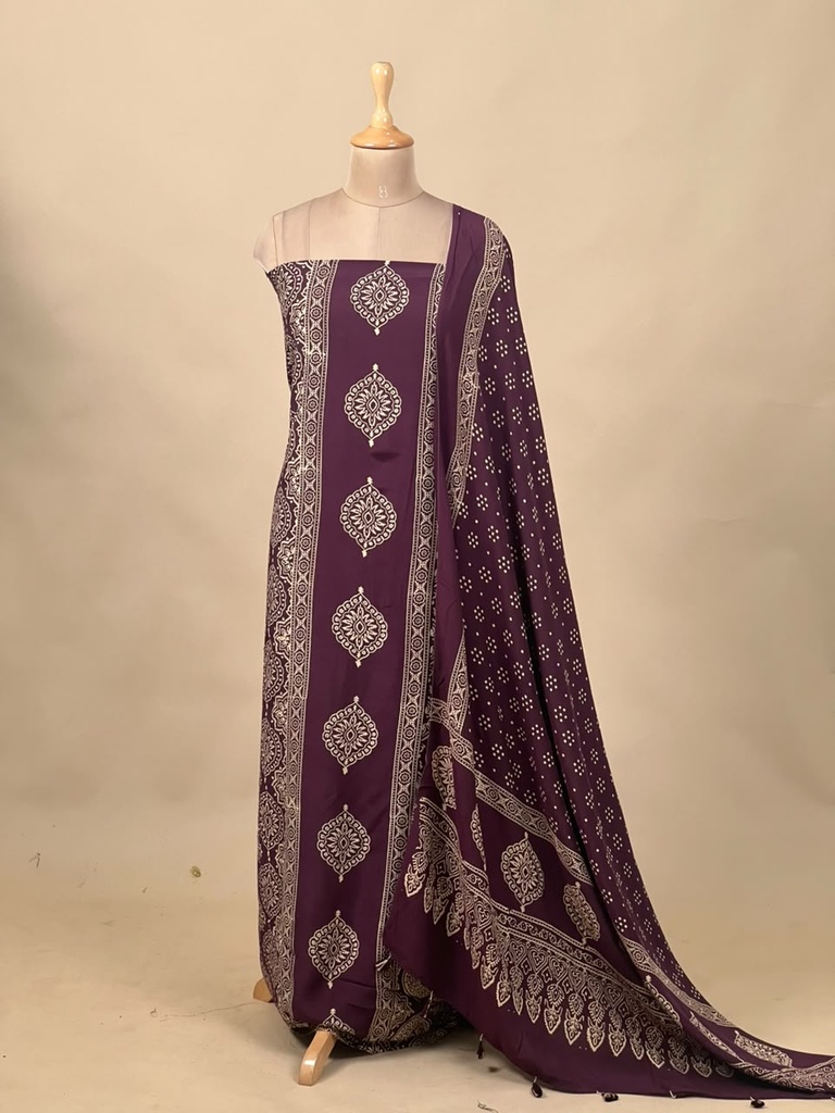Ajrakh Muslin Suit 5025 PURPLE