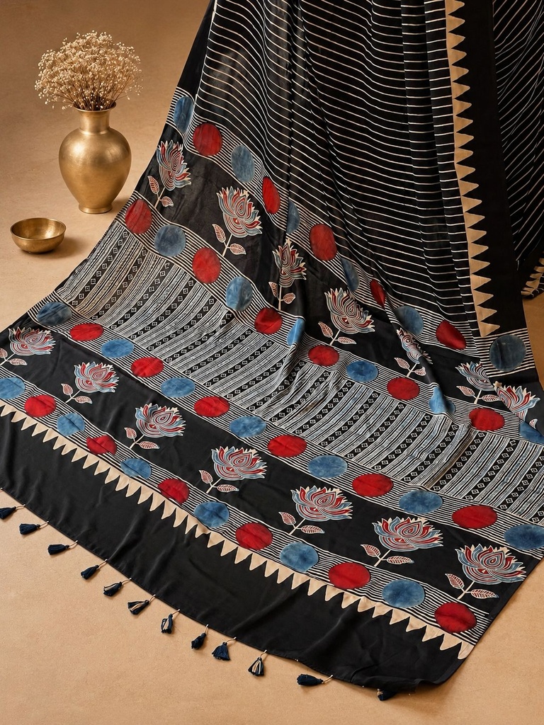Ajrakh Modal Silk Sarees 4243 S6