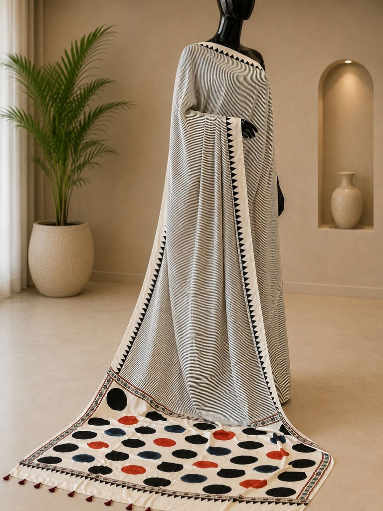Ajrakh Modal Silk Sarees 4243 S7