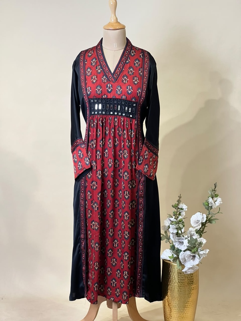 Ajrakh Modal Silk Aline Kurti 5053 RED 1