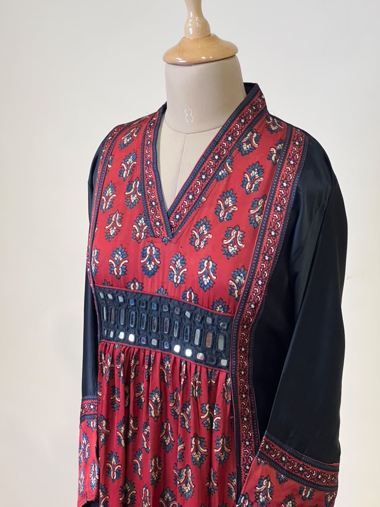 Ajrakh Modal Silk Aline Kurti 5053 RED 1
