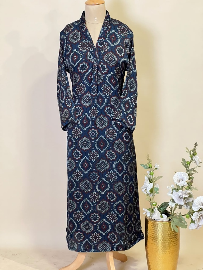 Ajrakh Modal Silk Aline Kurti 5053