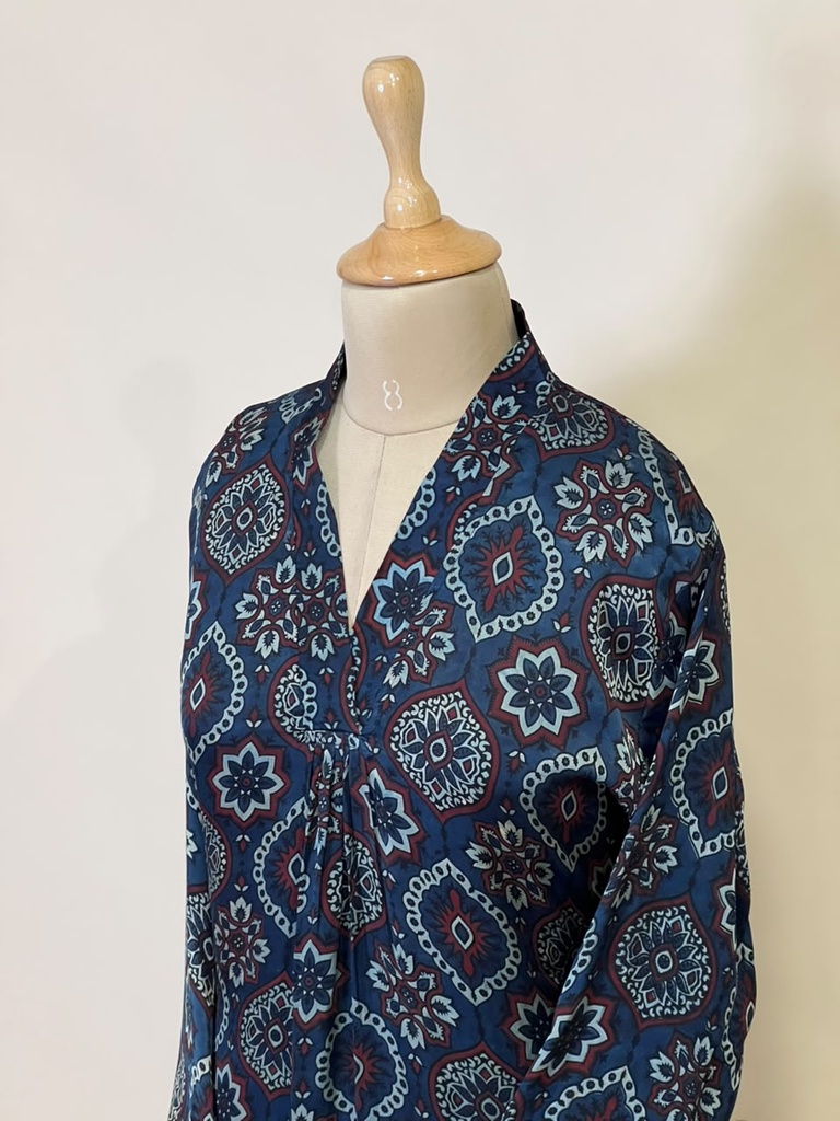 Ajrakh Modal Silk Aline Kurti 5053