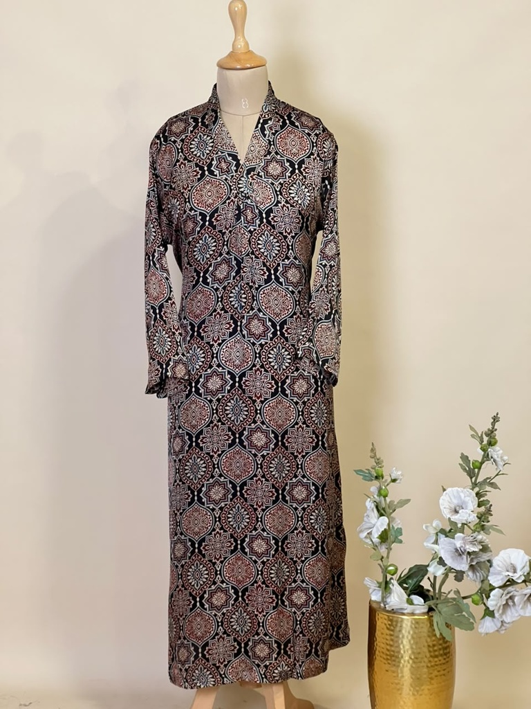Ajrakh Modal Silk Aline Kurti 5053