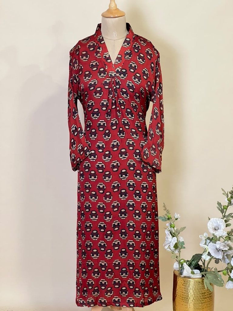  Ajrakh Modal Silk Aline Kurti 5053
