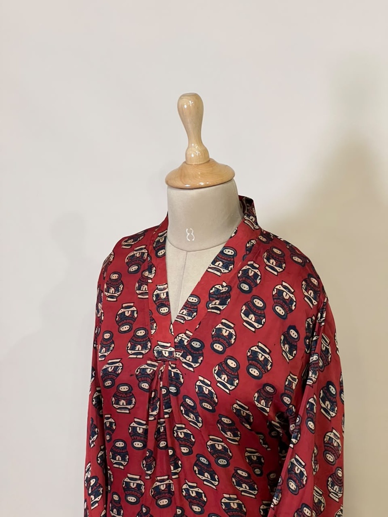  Ajrakh Modal Silk Aline Kurti 5053