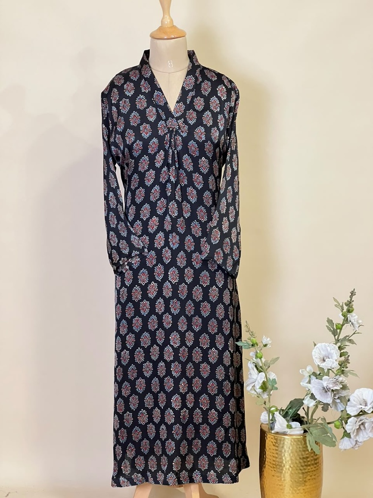 Ajrakh Modal Silk Aline Kurti 5053