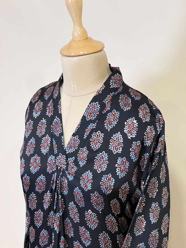 Ajrakh Modal Silk Aline Kurti 5053