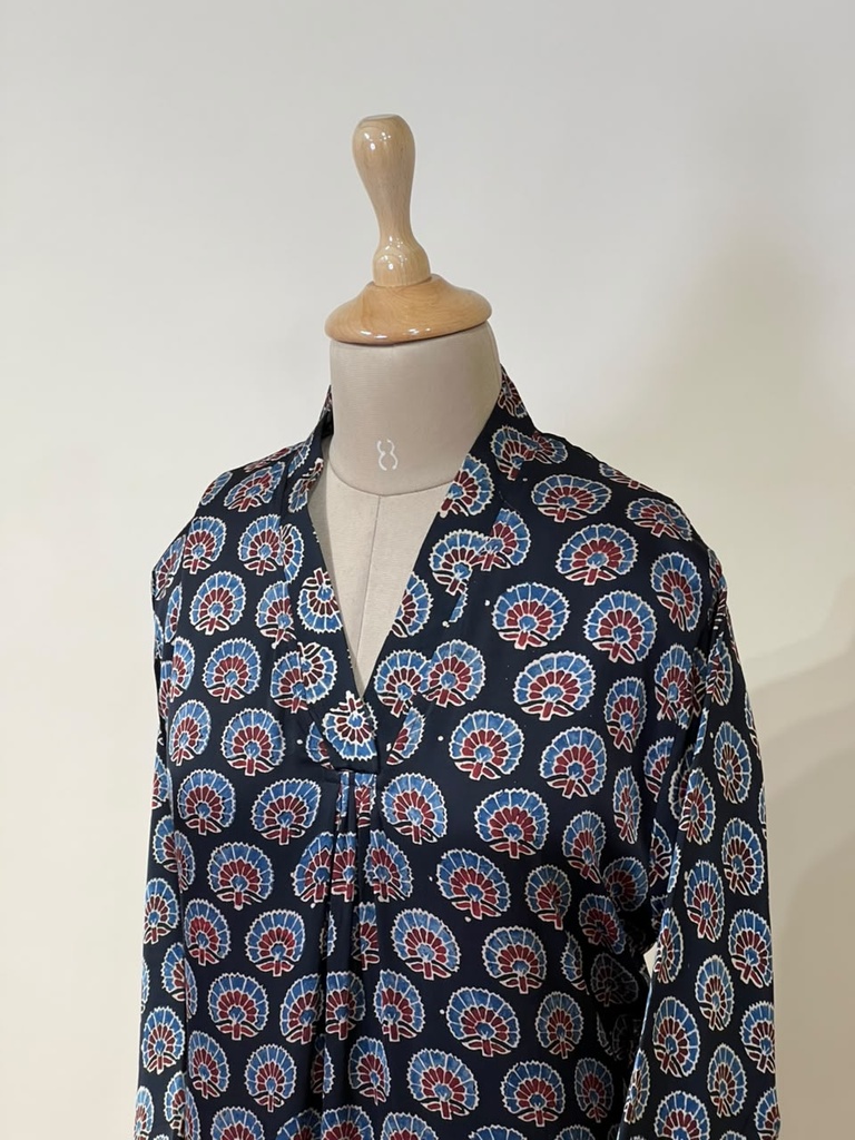 Ajrakh Modal Silk Aline Kurti 5053