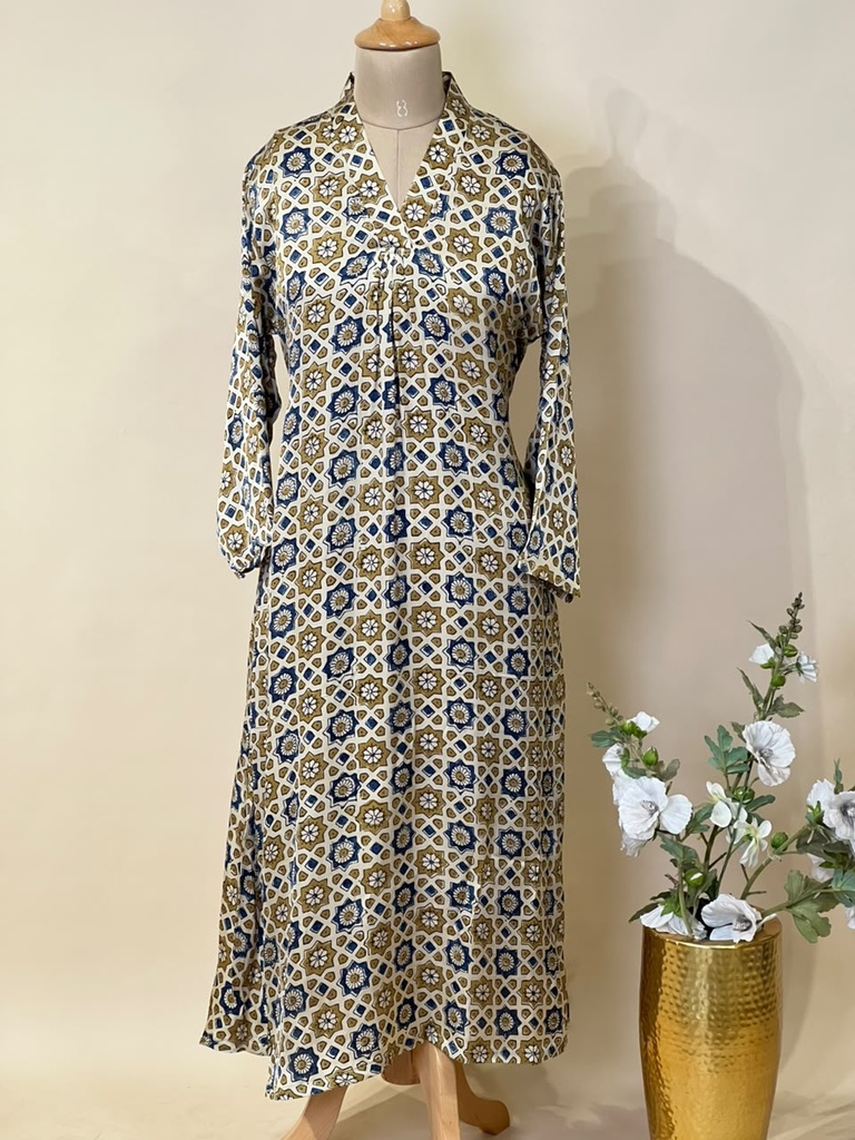 Ajrakh Modal Silk Aline Kurti 5053