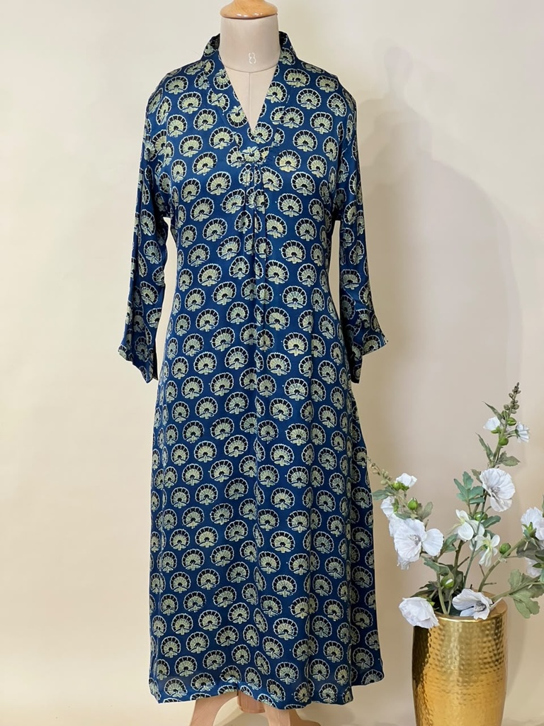 Ajrakh Modal Silk Aline Kurti 5053