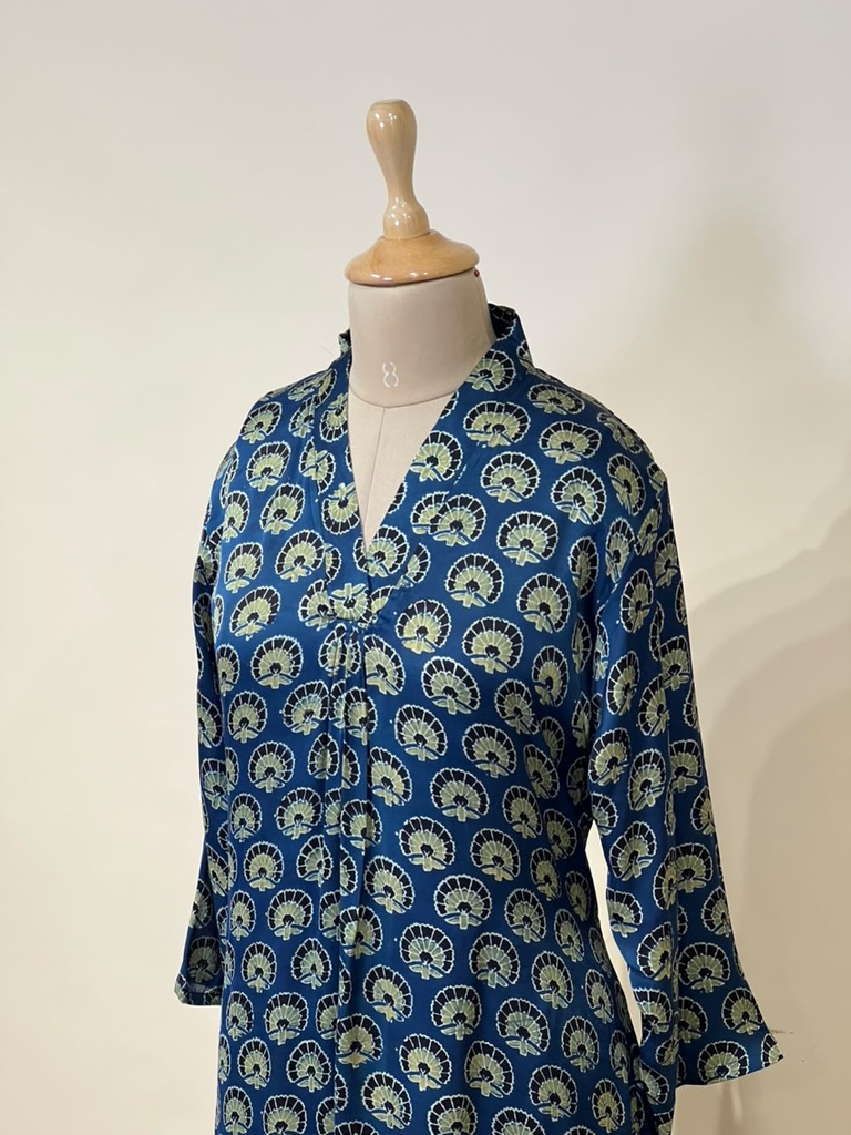 Ajrakh Modal Silk Aline Kurti 5053