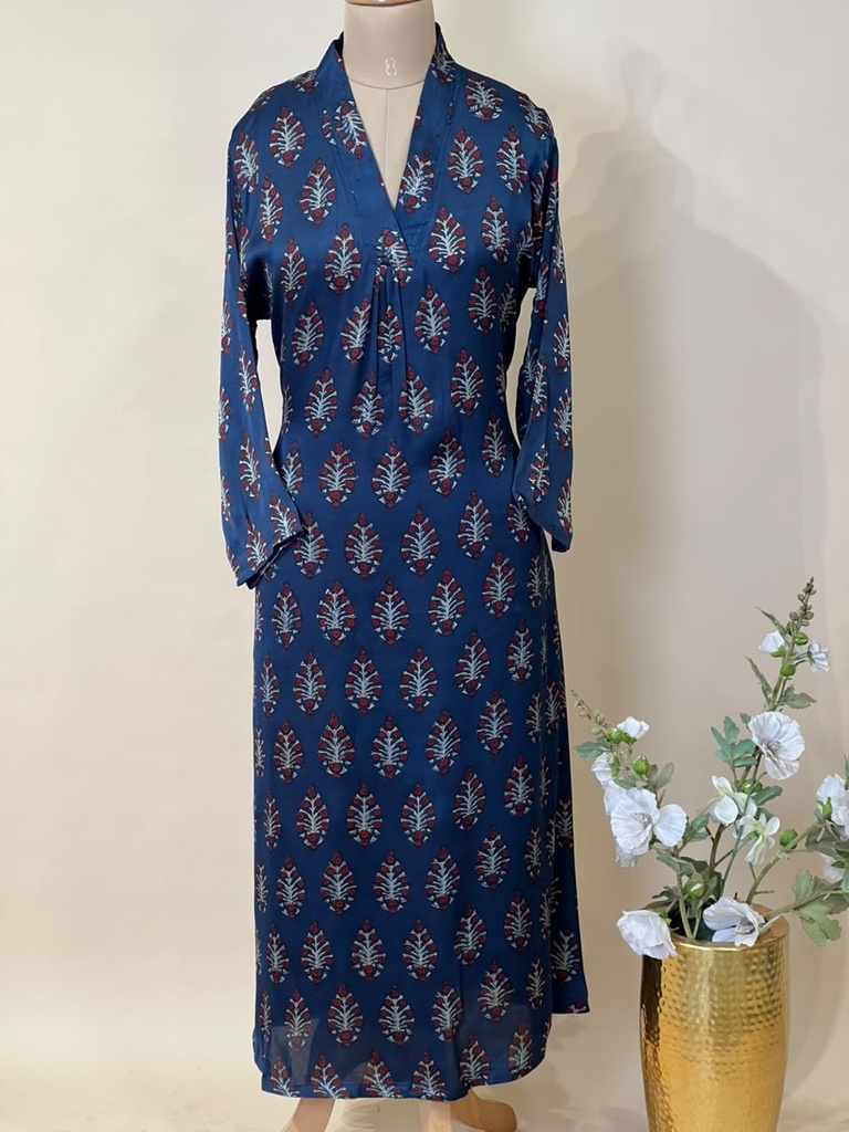 Ajrakh Modal Silk Aline Kurti 5053