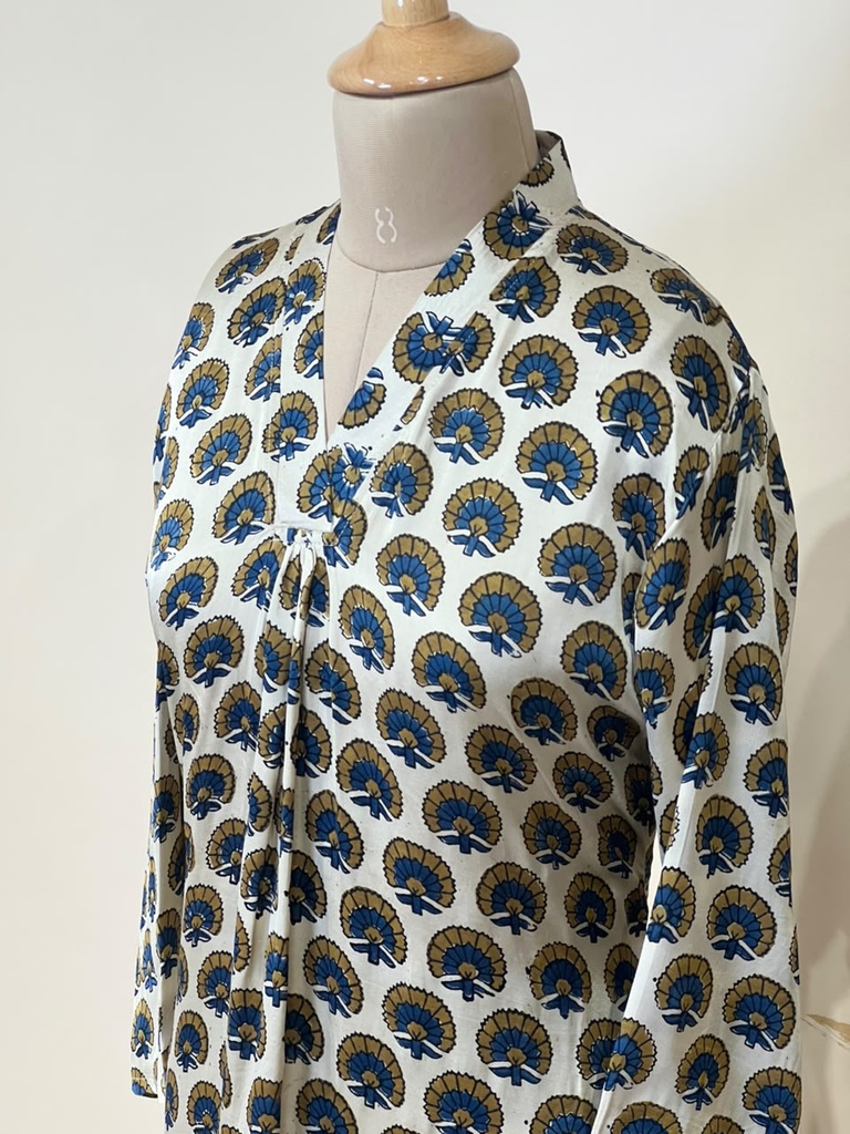 Ajrakh Modal Silk Aline Kurti 5053