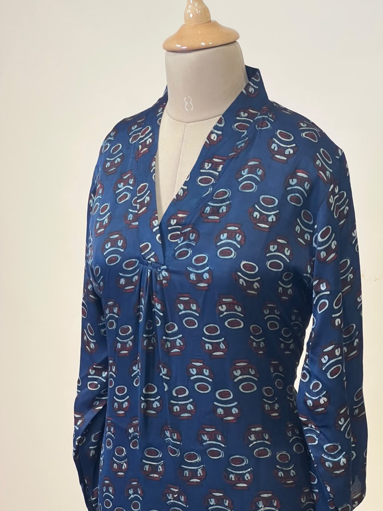 Ajrakh Modal Silk Aline Kurti 5053