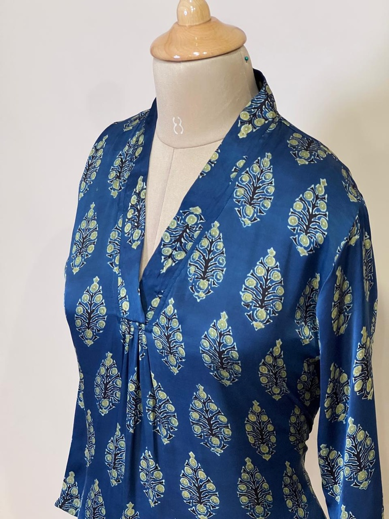 Ajrakh Modal Silk Aline Kurti 5053